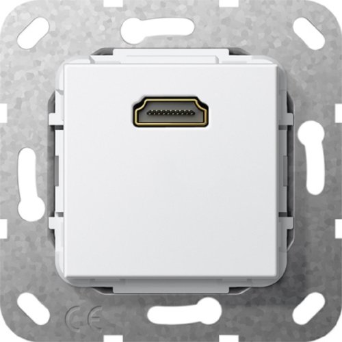 Розетка HDMI без рамки Gira System55 1-м. 16А белый глянец картинка